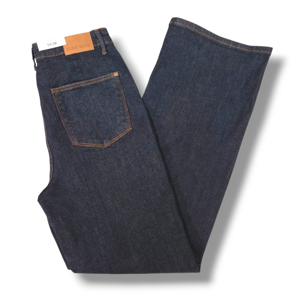 Judy Blue NWT High Rise Front Seam Dart Wide Leg Dark Indigo Stretch Jeans 11/30
